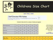 Tablet Screenshot of childrenssizechart.com